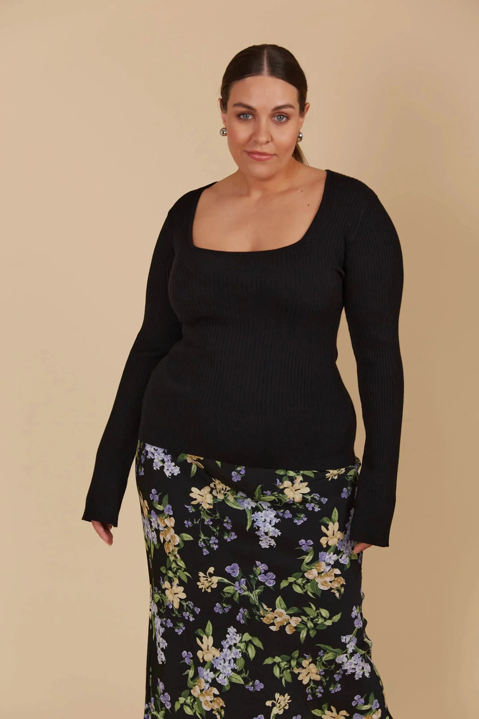 Juno Square Neck Top  - Onyx