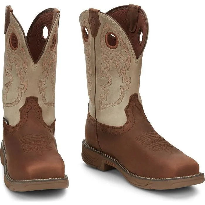 Justin Men's Rush 11" Composite Toe Western Work Boot -Tan- WK4338