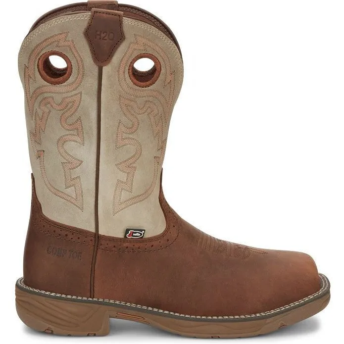 Justin Men's Rush 11" Composite Toe Western Work Boot -Tan- WK4338