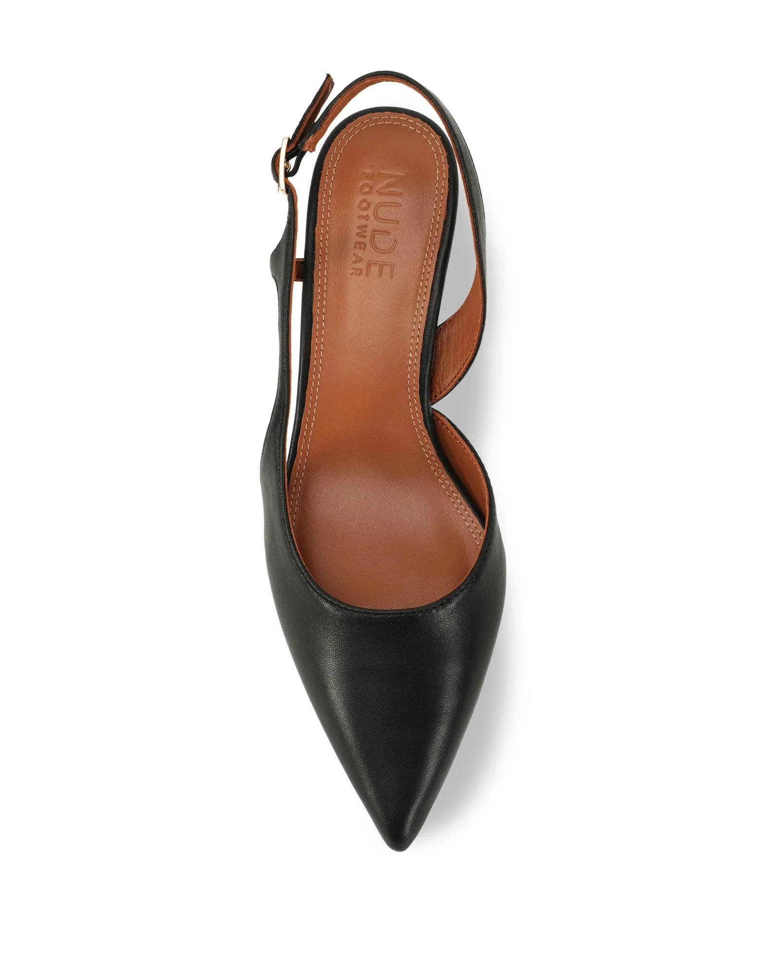 Kaylee Black Leather Pointed Low Heel