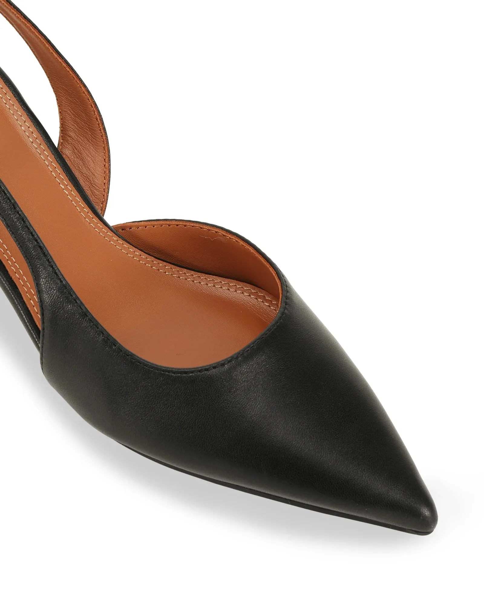 Kaylee Black Leather Pointed Low Heel
