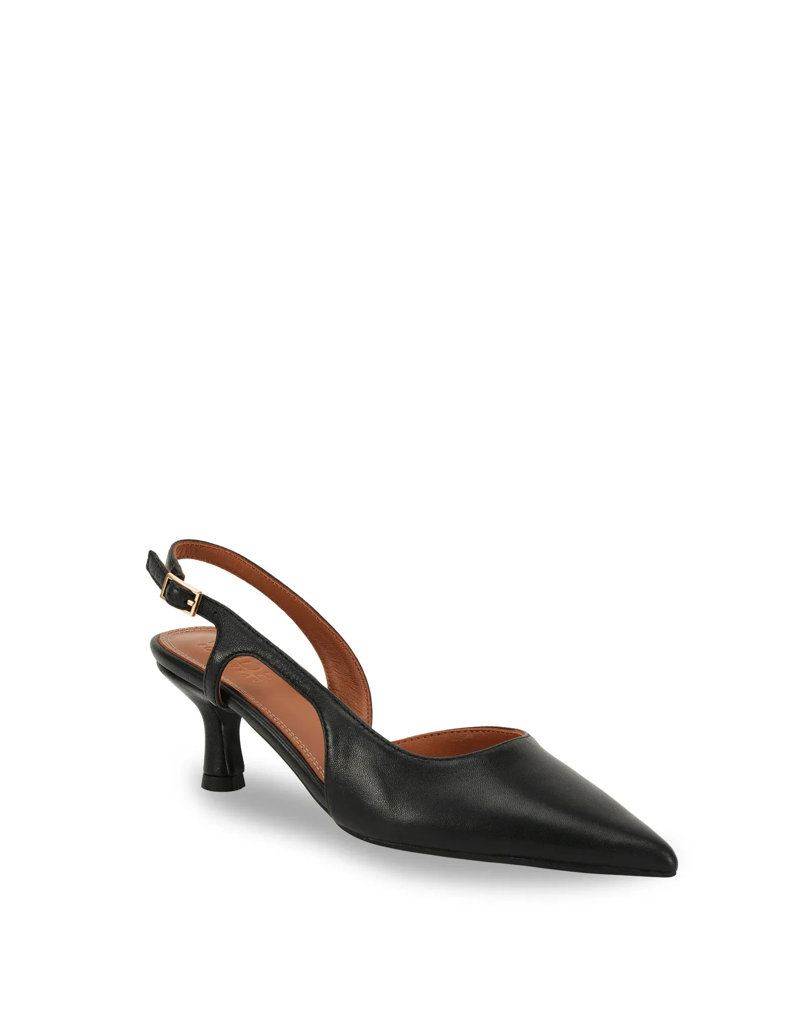Kaylee Black Leather Pointed Low Heel