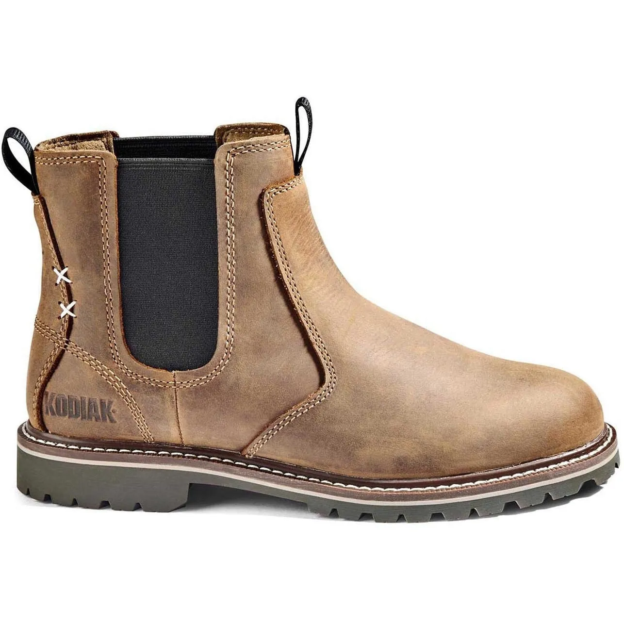 Kodiak Women's Bralorne Waterproof Slip Resistant Chelsea Work Boot -Brown- 4TEABN