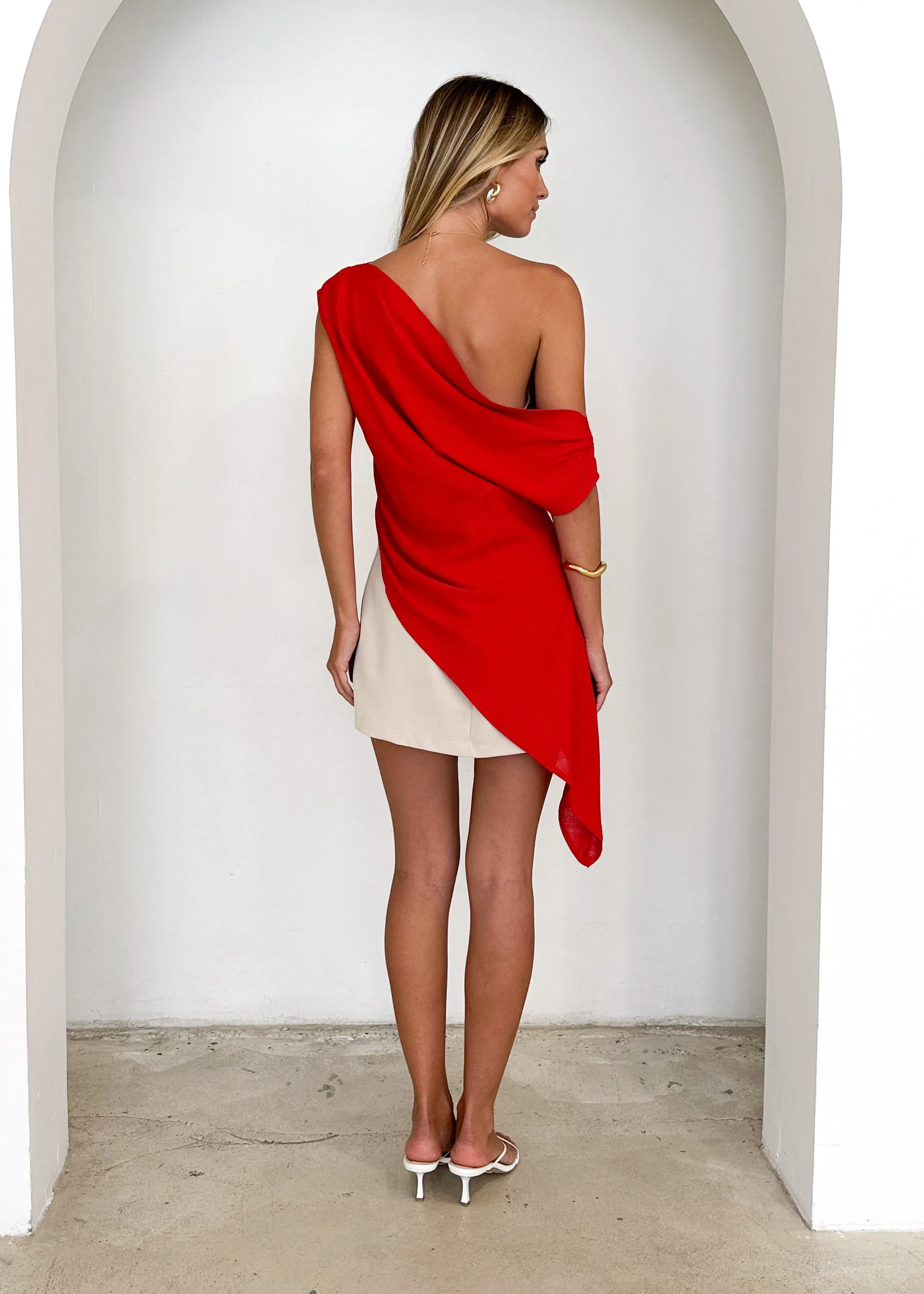 Kylo One Shoulder Top - Red