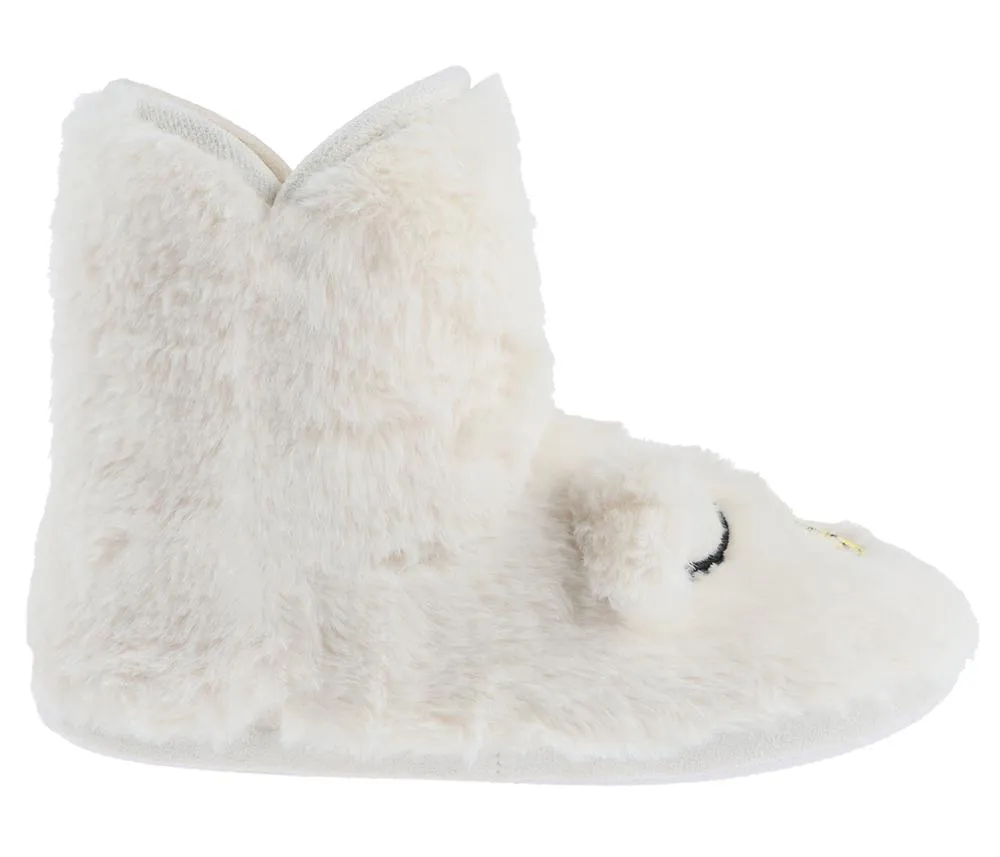 Ladies Faux Fur and Knit Dreamy Bear Slipper Boot