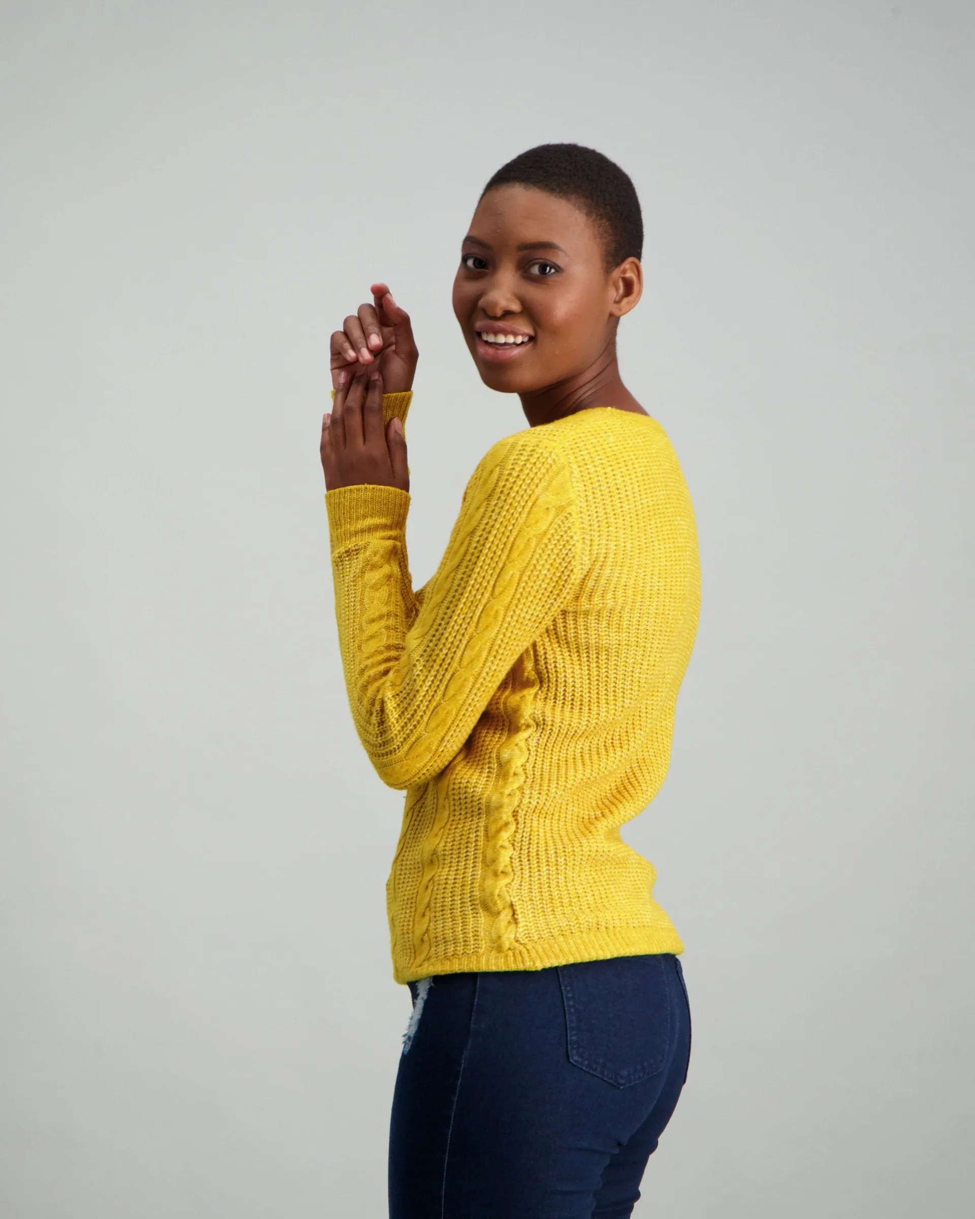 Ladies Spray Dye Pullover - Mustard