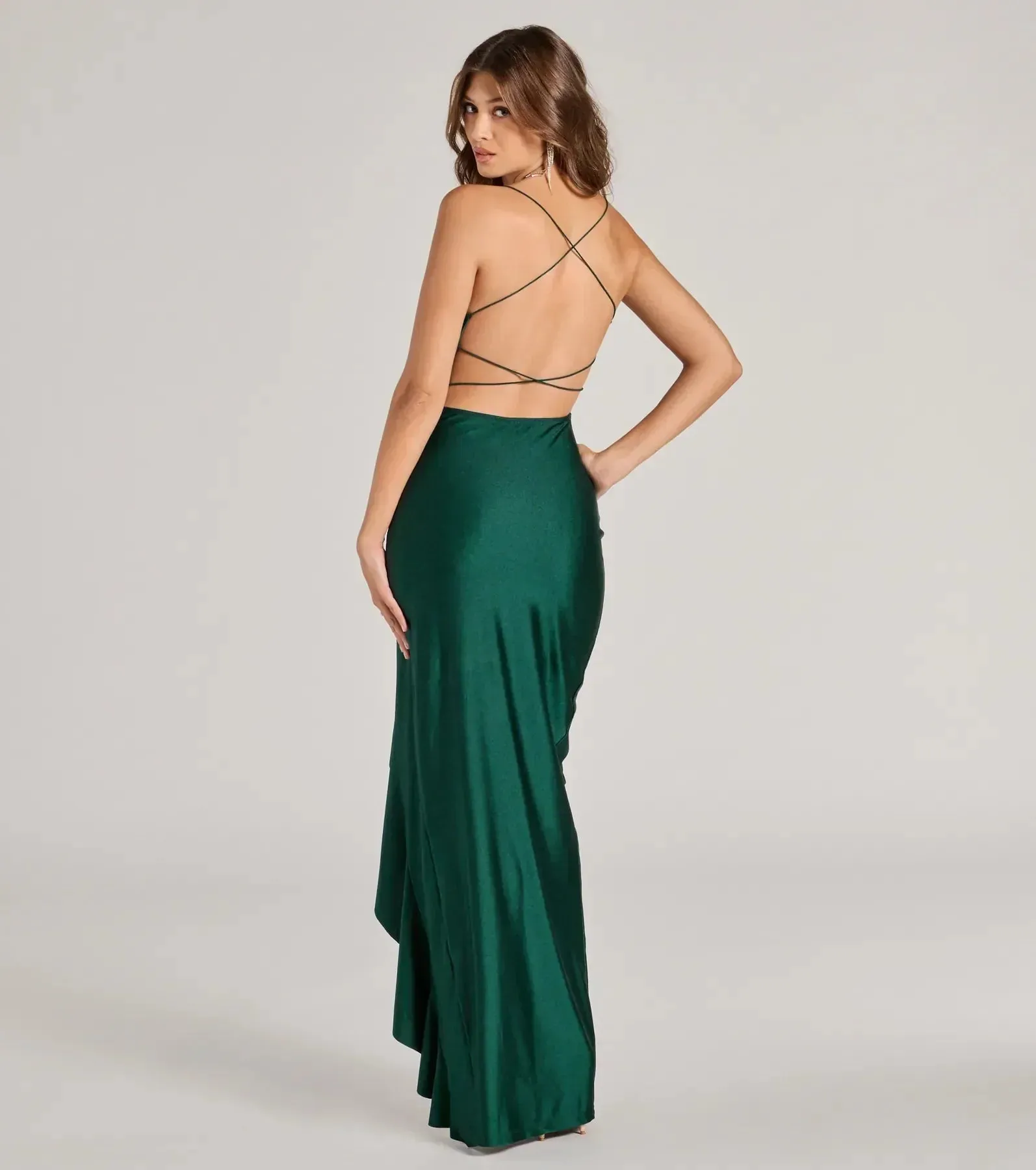 Lainey Ruffled High Slit Long Formal Dress