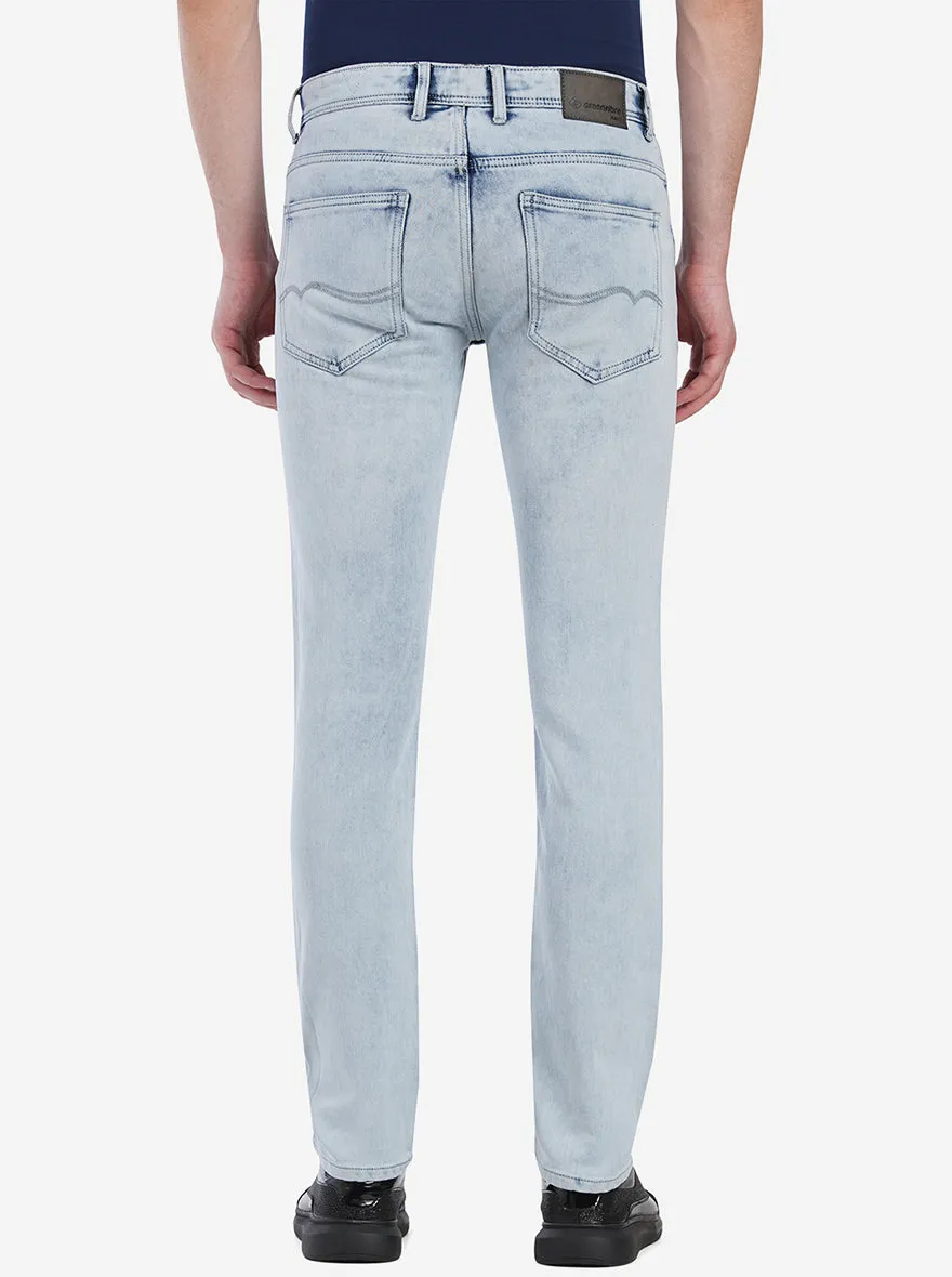 Light Blue Washed Narrow Fit Jeans | Greenfibre