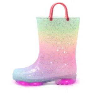 Light Up Girls Fashion Rain Boots with Handles
