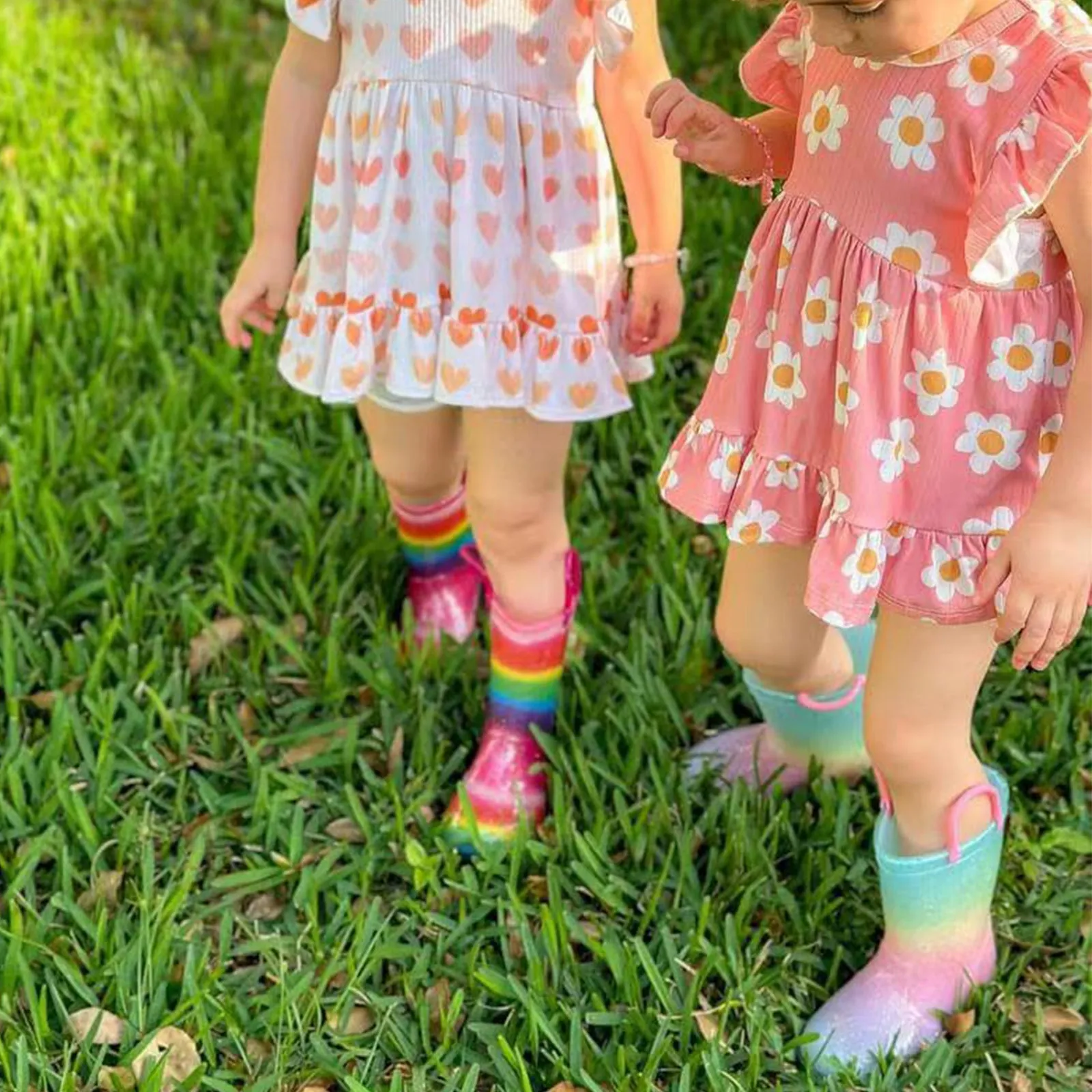 Light Up Girls Fashion Rain Boots with Handles
