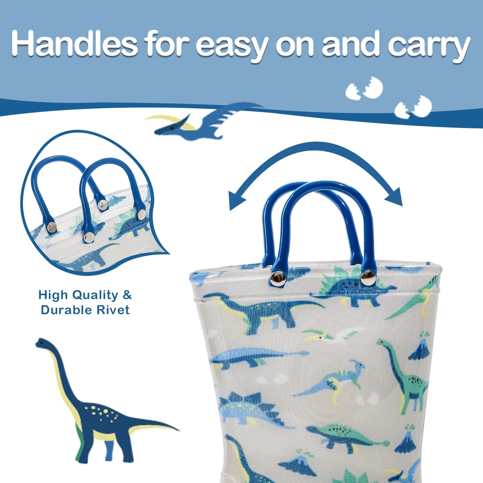 Light Up Kids Rain Boots with Handle