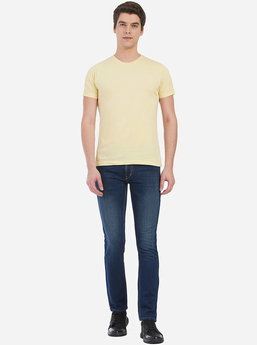 Light Yellow Solid Slim Fit T-Shirt | Greenfibre