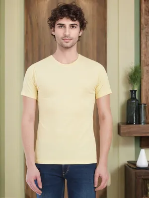 Light Yellow Solid Slim Fit T-Shirt | Greenfibre