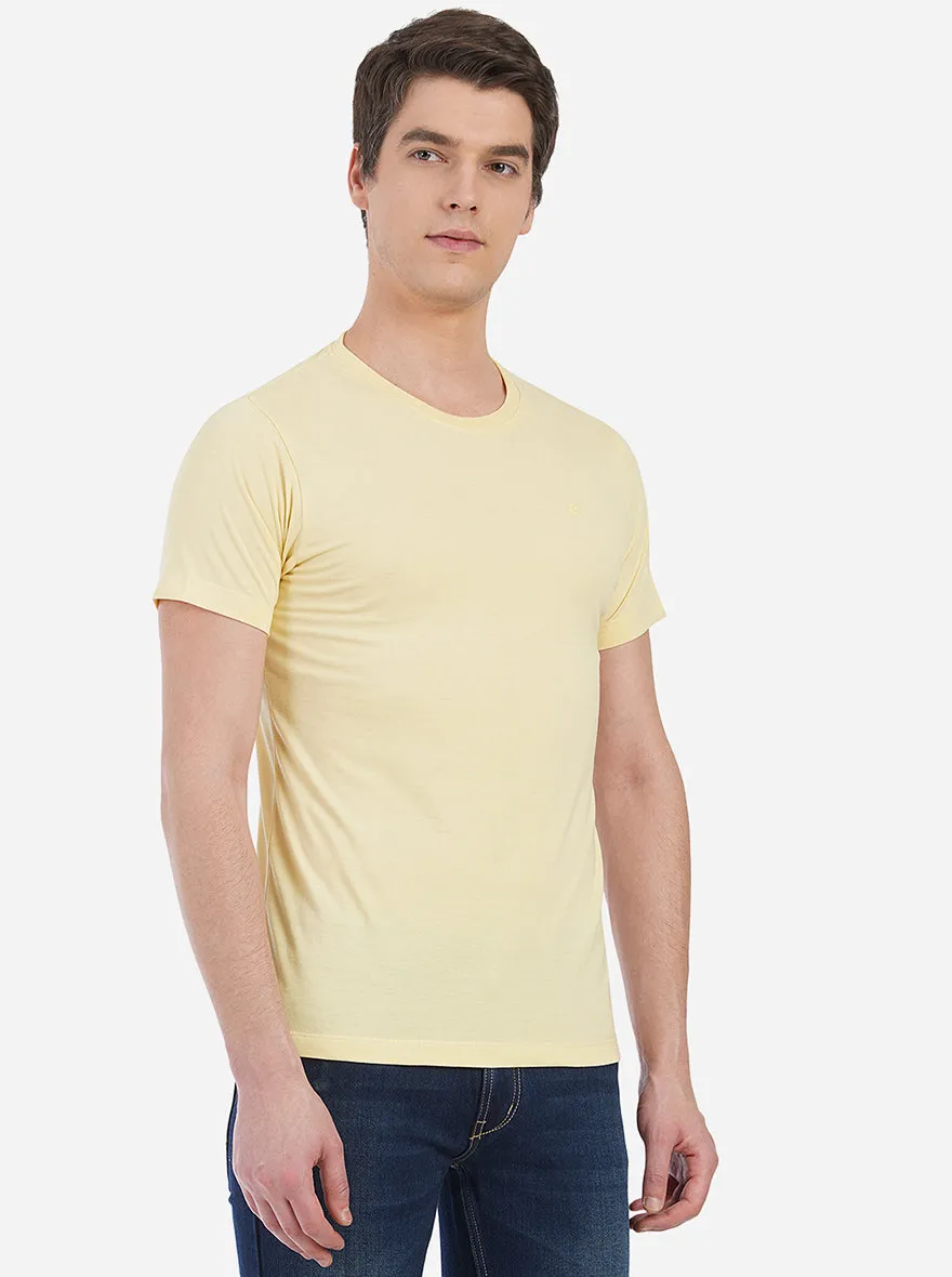 Light Yellow Solid Slim Fit T-Shirt | Greenfibre