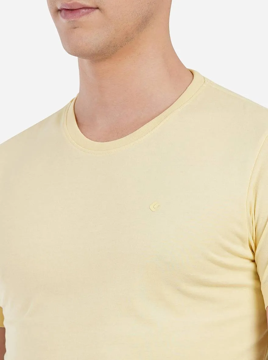 Light Yellow Solid Slim Fit T-Shirt | Greenfibre
