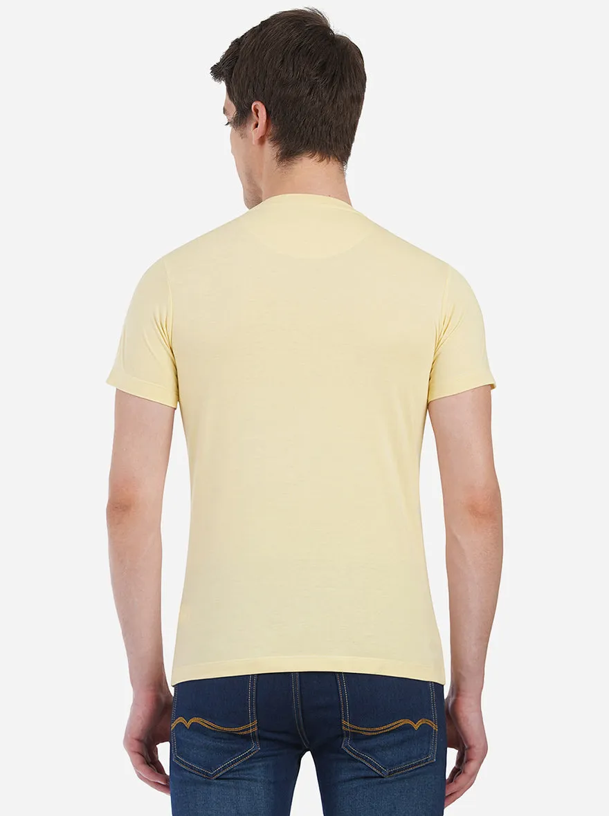 Light Yellow Solid Slim Fit T-Shirt | Greenfibre