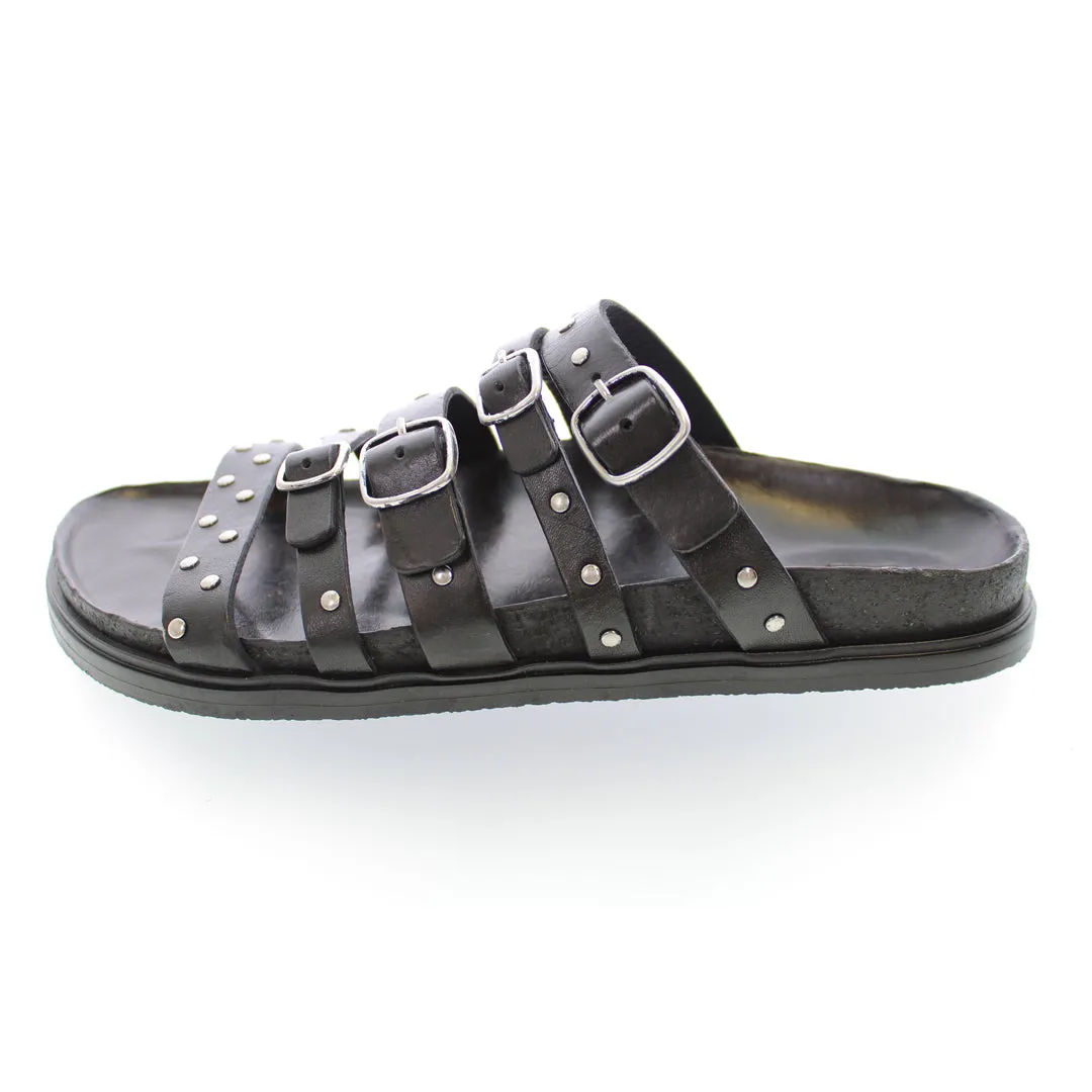 LISBON BLACK STUDDED SANDALS