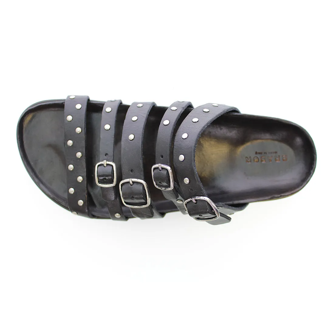 LISBON BLACK STUDDED SANDALS