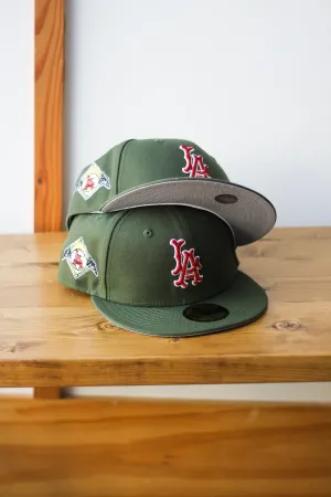 LOS ANGELES ANGELS RIFLE GREEN FITTED W/ GREY UNDER VISOR