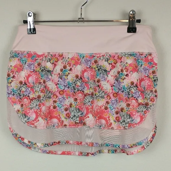 Lululemon Hotty Hot Skort 4 Flowabunga Skirt Floral Mesh Tennis Running