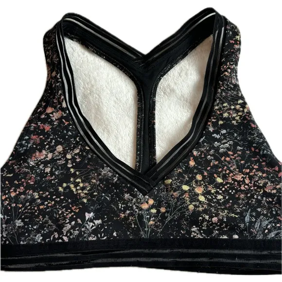 Lululemon sports bra with velvet and mash accent racer back V-neck