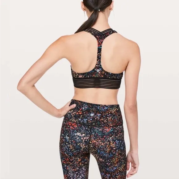 Lululemon sports bra with velvet and mash accent racer back V-neck