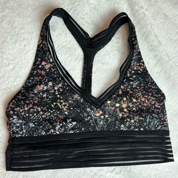 Lululemon sports bra with velvet and mash accent racer back V-neck