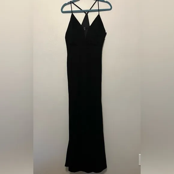 Lulu's Amelia Black Sleeveless Maxi Dress S Wedding Party Dark Romantic
