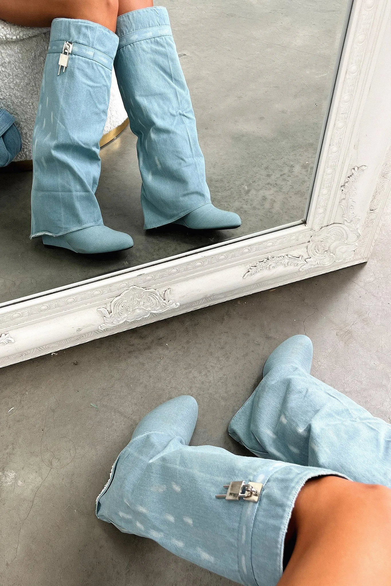 Luna™ - Blue denim knee high boots