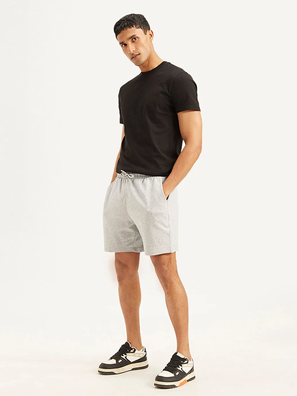 Men's Light Grey Regular Fit Shorts