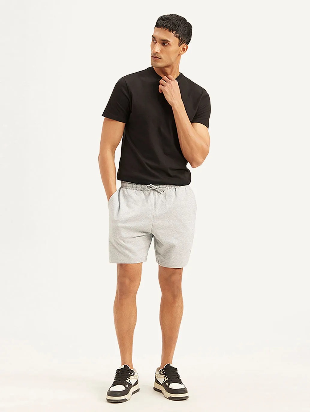 Men's Light Grey Regular Fit Shorts