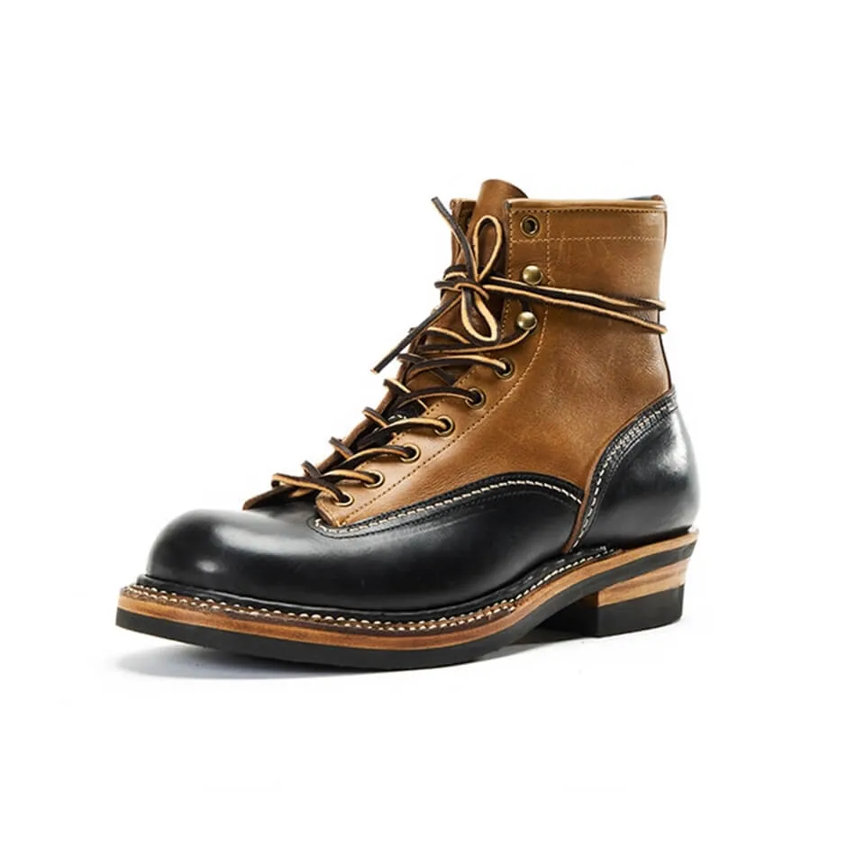 Men's Two Tone Lace-to-Toe Boots, Horween Leather
