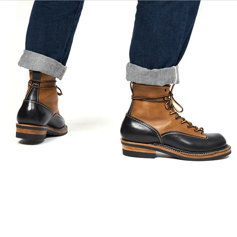 Men's Two Tone Lace-to-Toe Boots, Horween Leather