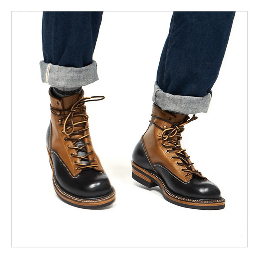 Men's Two Tone Lace-to-Toe Boots, Horween Leather