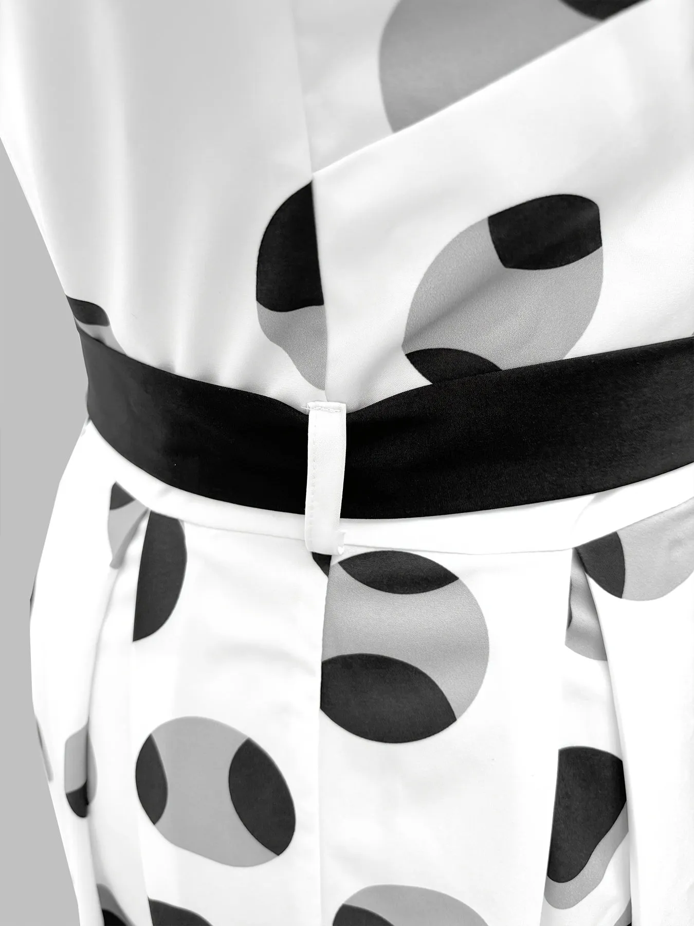Mid-Sleeve Collared Shirt Dress Elegant Polka Dot Midi Dress