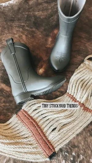 Midnight Black Kid's All Weather Rubber Cowboy Boots