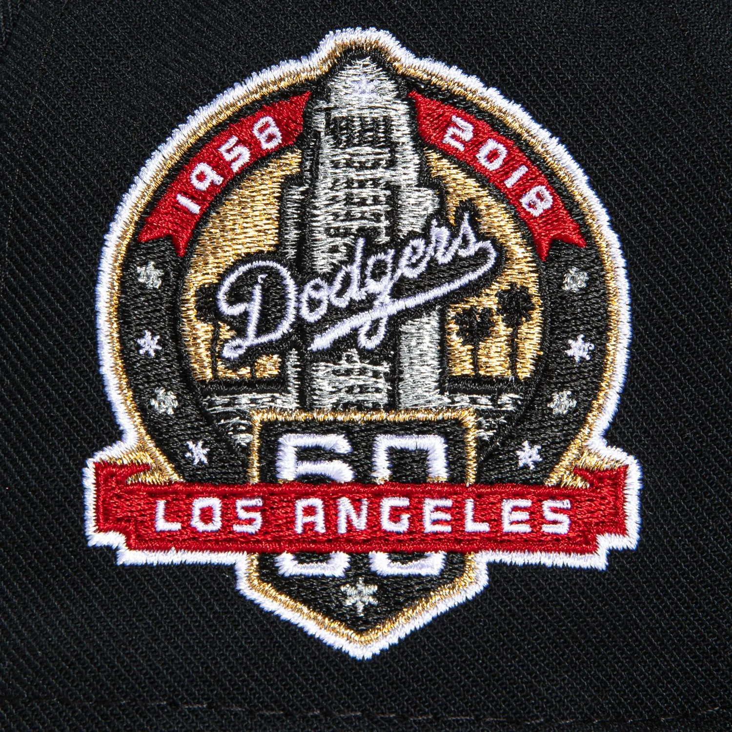 Mitchell & Ness Los Angeles Dodgers 60th Anniversary Stadium Patch Script Hat - Black