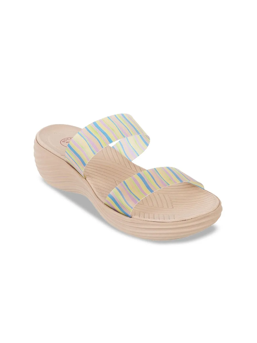 Mochi Striped Open Toe Comfort Heels
