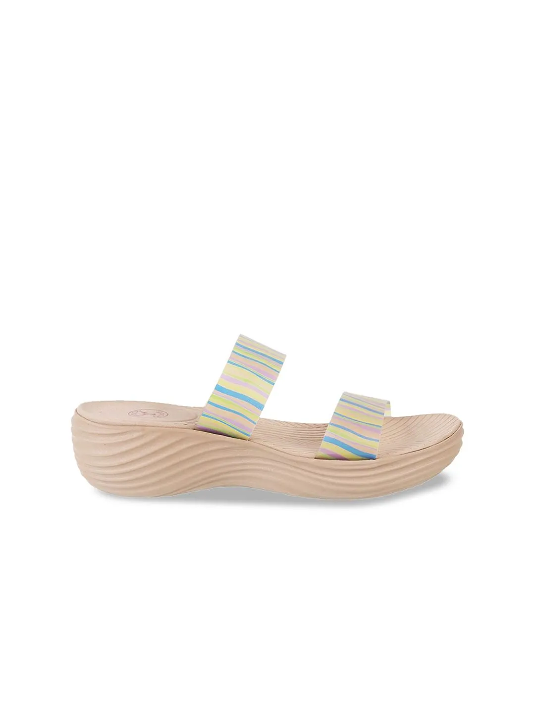 Mochi Striped Open Toe Comfort Heels