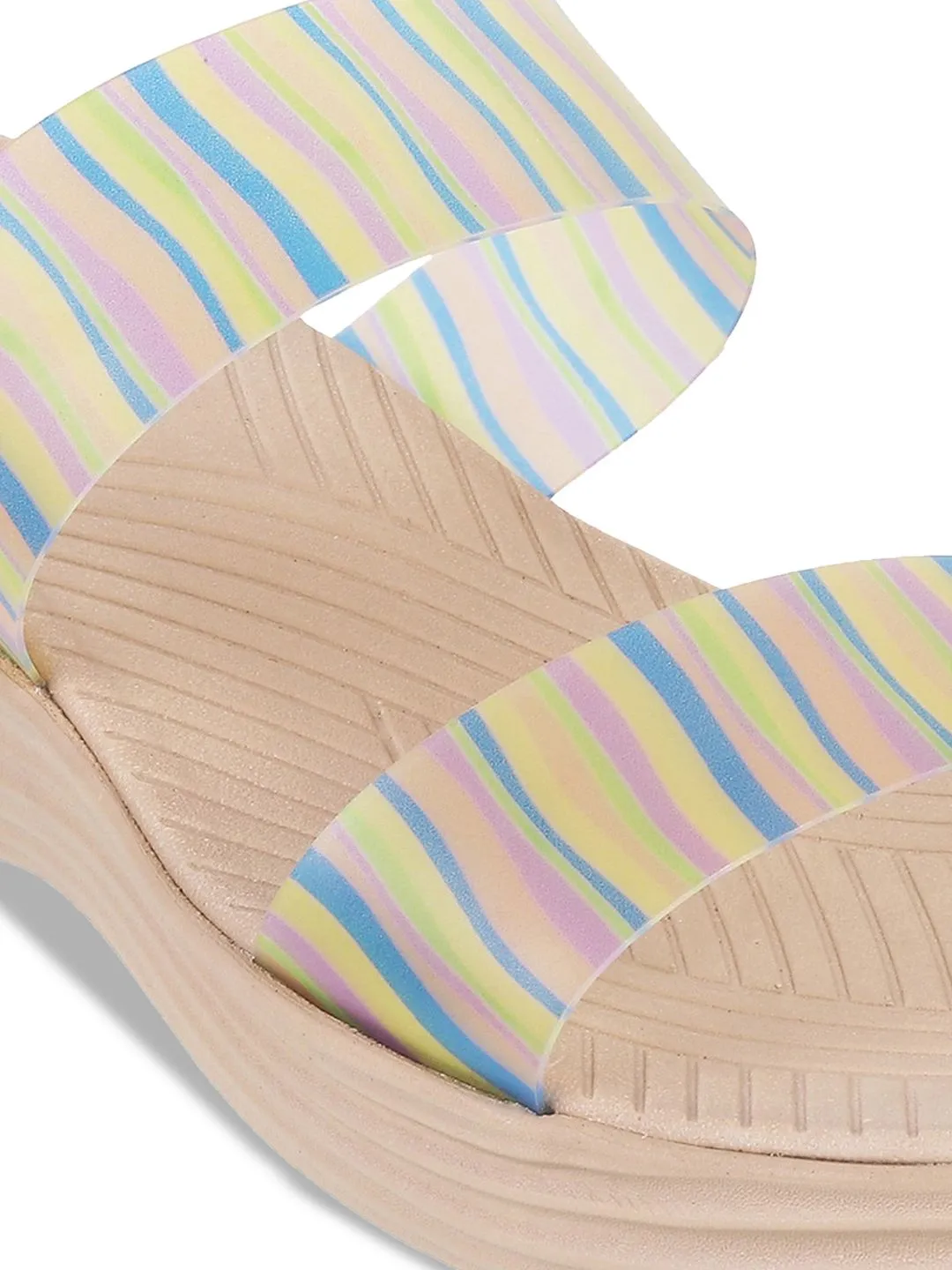 Mochi Striped Open Toe Comfort Heels