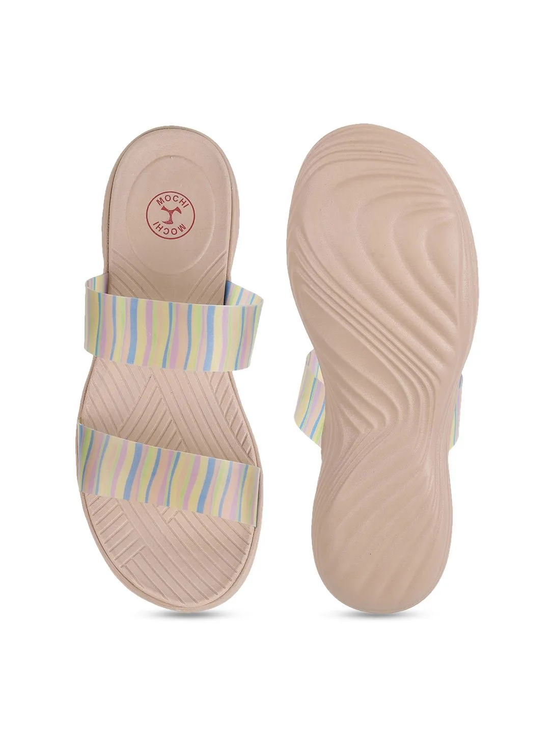 Mochi Striped Open Toe Comfort Heels