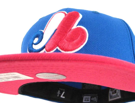 Montreal Expos 59FIFTY New Era Fitted Hat (BLUE AZURE BRIGHT ROSE)