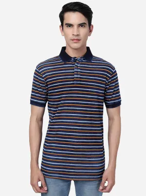Multicolor Striped Slim Fit Polo T-Shirt | JadeBlue