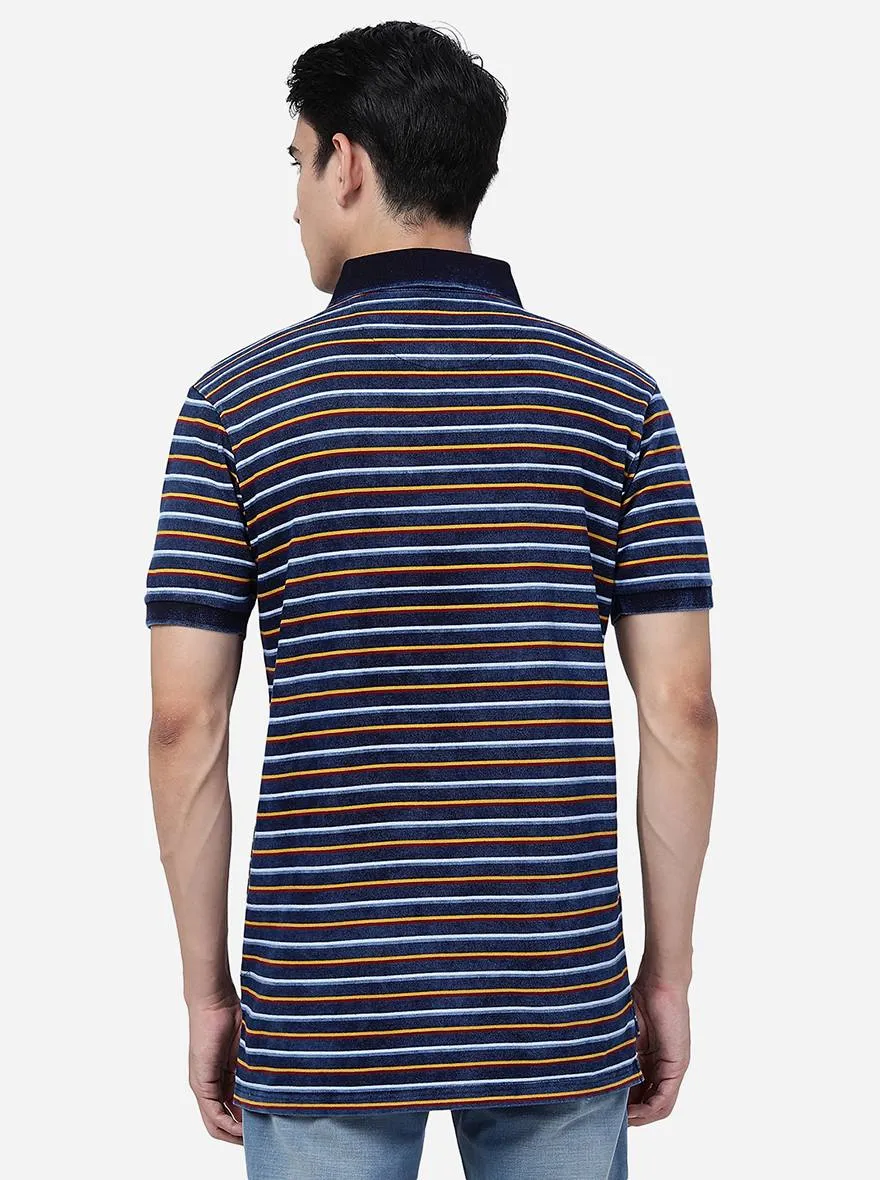 Multicolor Striped Slim Fit Polo T-Shirt | JadeBlue