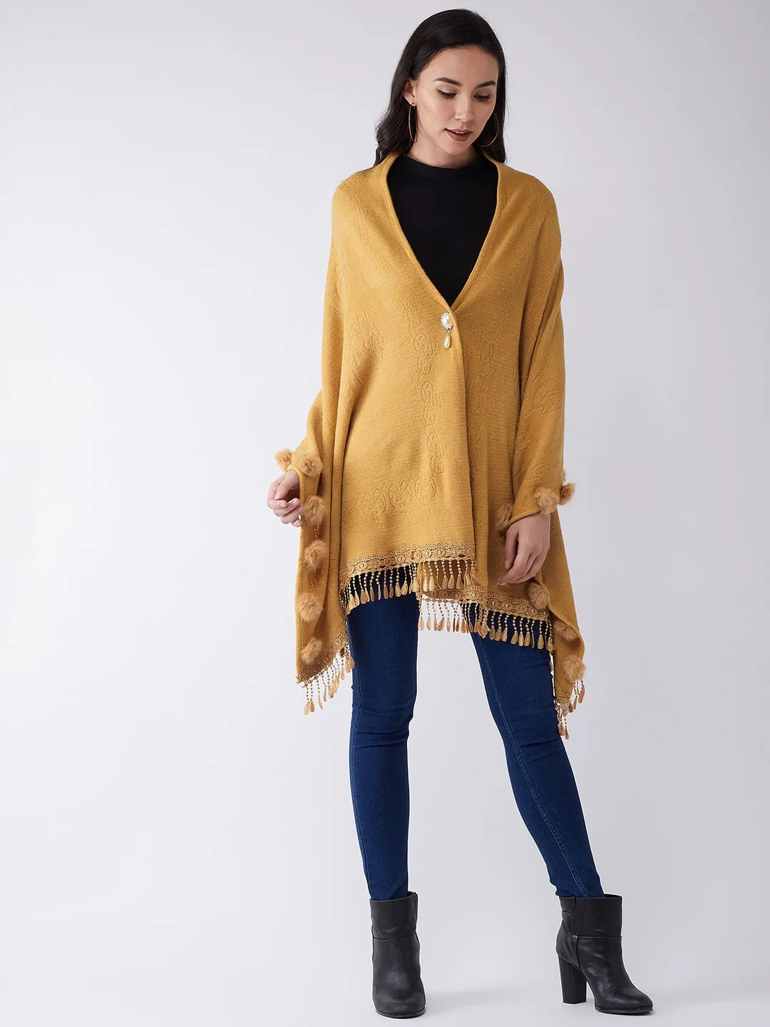 Mustard Faux Fur Cape