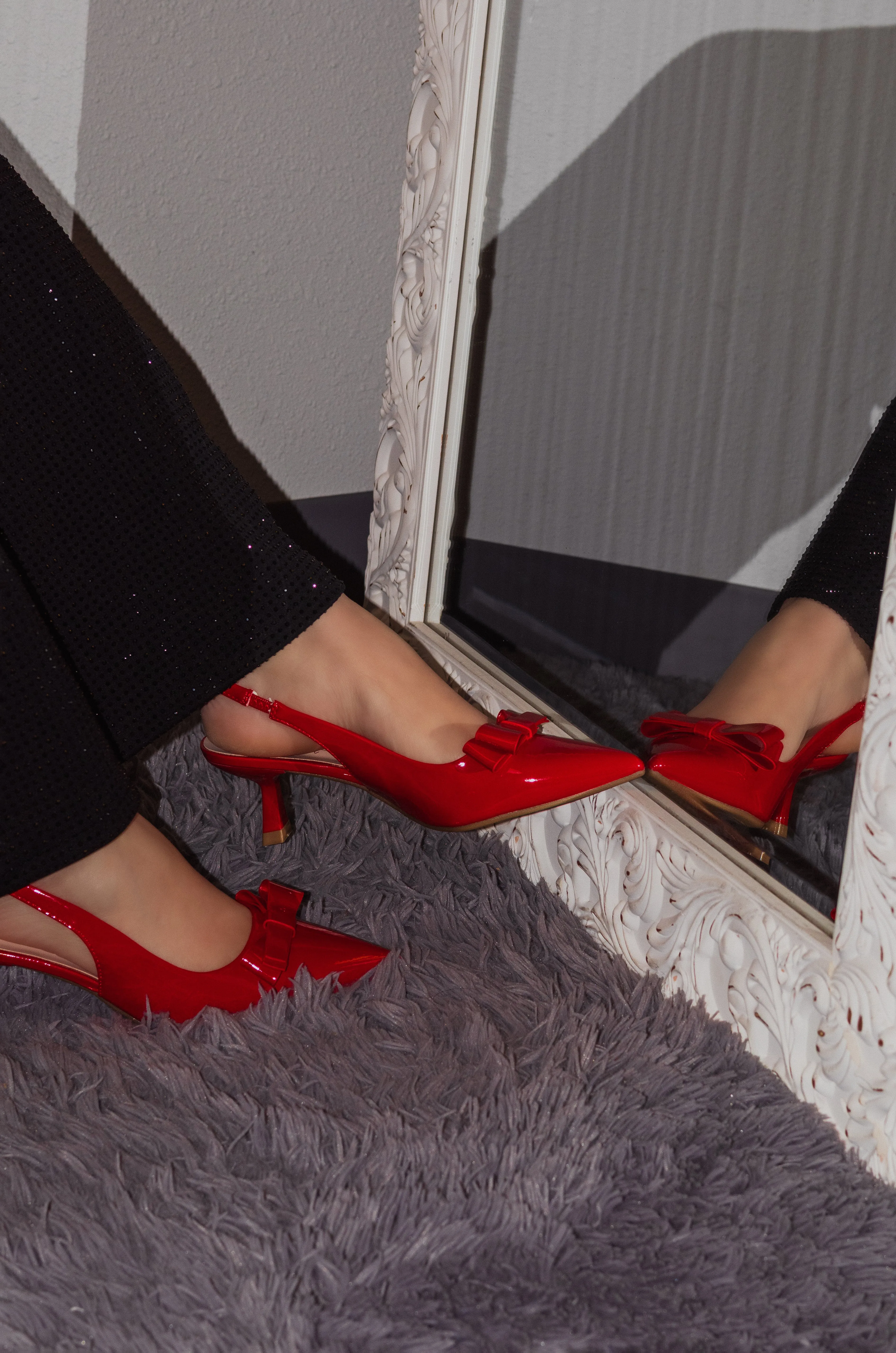 Nancy - Women's Bow Accent Kitten Heels, Slingback Design, Perfect for Adding Elegance to Any Outfit