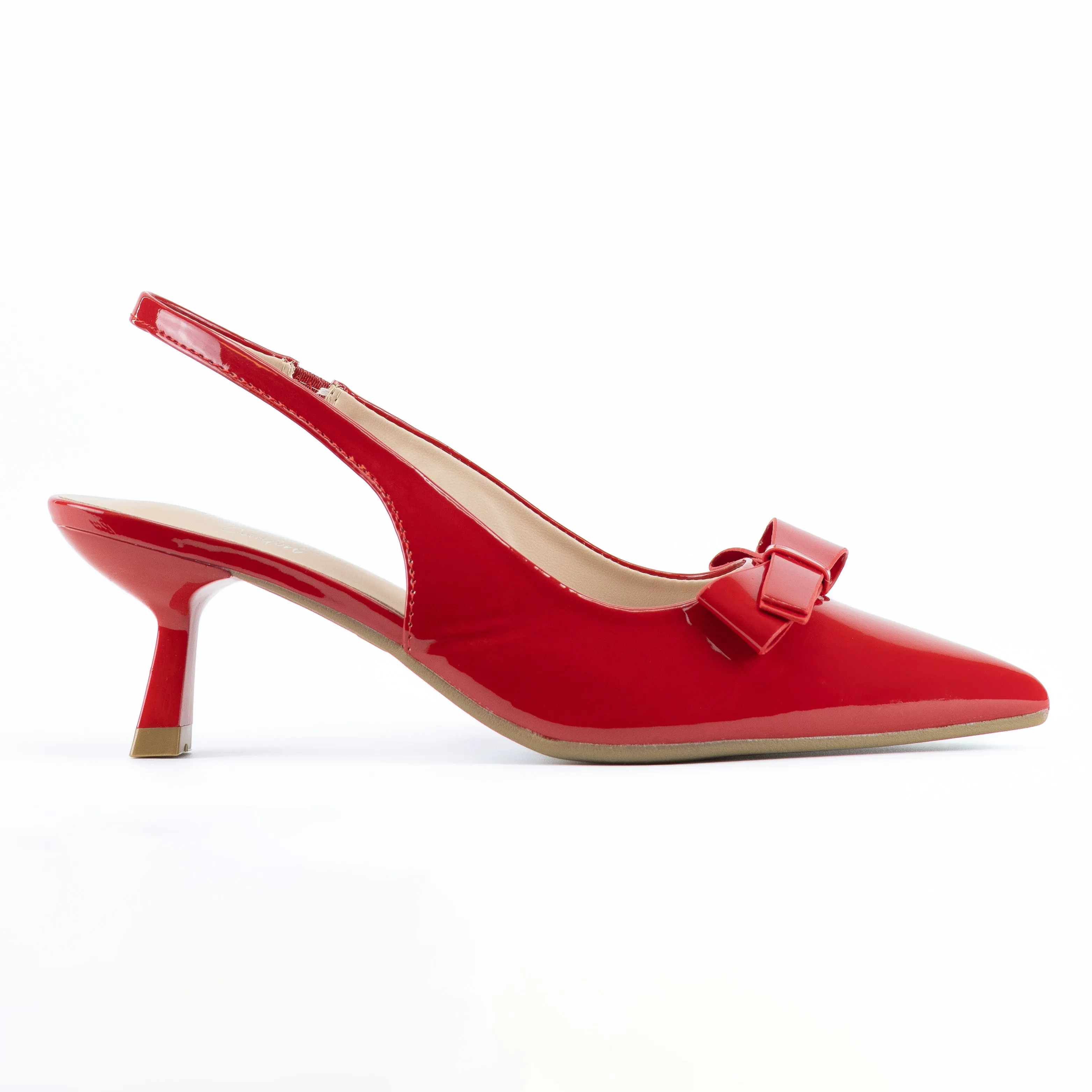 Nancy - Women's Bow Accent Kitten Heels, Slingback Design, Perfect for Adding Elegance to Any Outfit