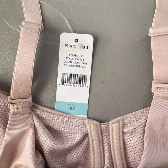 NATORI RECHARGE UNDERWIRE SPORTS BRA Light Mocha SZ 38C NWT