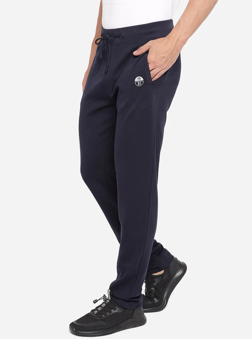 Navy Blue Solid Regular Fit Track Pants | JadeBlue