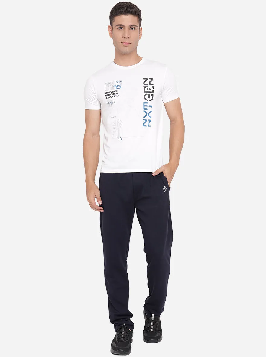 Navy Blue Solid Regular Fit Track Pants | JadeBlue